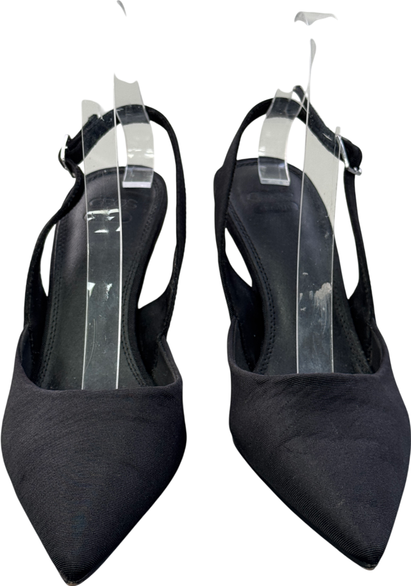 ASOS Black Design Fabric Pointed Toe Slingback Heels UK 6 EU 39 👠