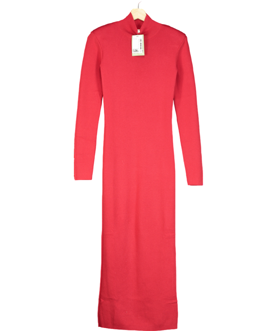 H&M Red Rib-knit Maxi Dress UK XS