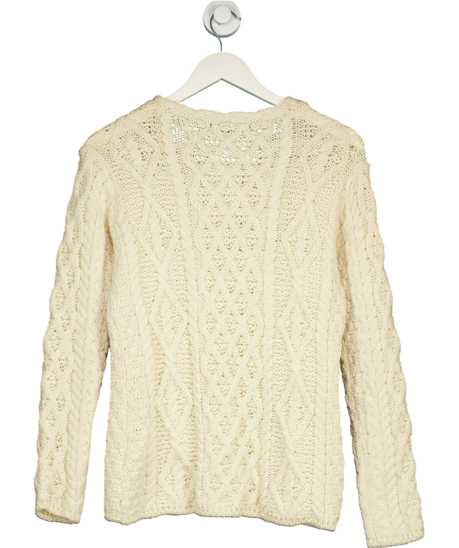 Irelandseye Cream Lambay Lattice Cable Aran Sweater Natural UK L