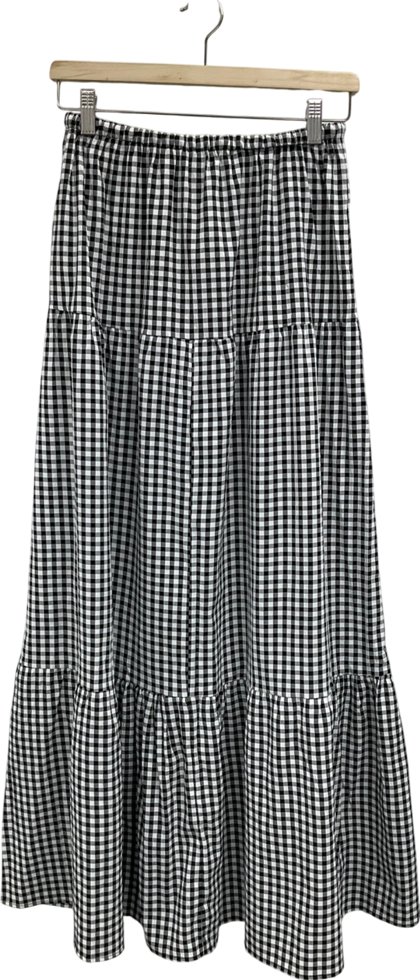 boohoo Black Gingham Maxi Skirt UK 10