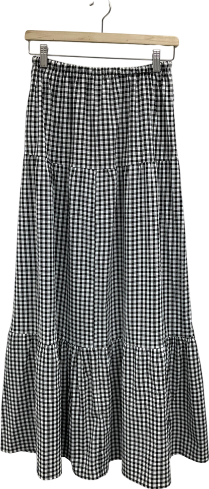 boohoo Black Gingham Maxi Skirt UK 10