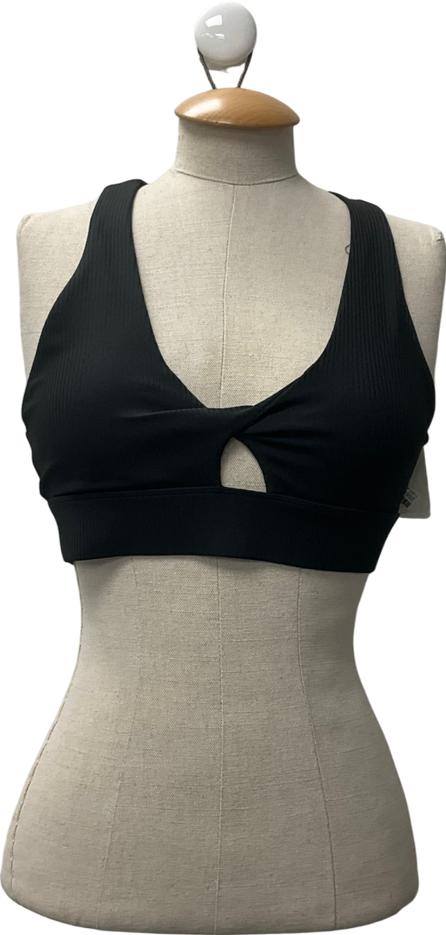 Oasis Black Twist Rib Sports Bra UK S