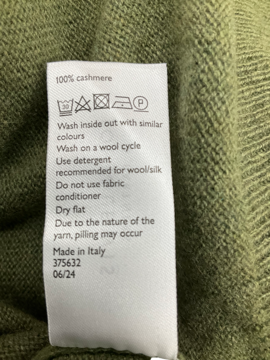 john lewis Green Cashmere Crew Neck Sweater UK M