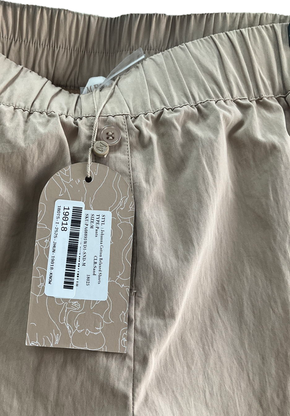 Meshki Beige Johanna Cotton Relaxed Shorts UK M