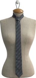 Burberry Grey Silk Striped Tie One Size