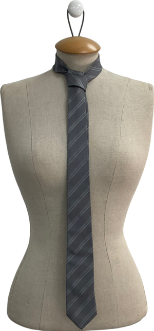 Burberry Grey Silk Striped Tie One Size