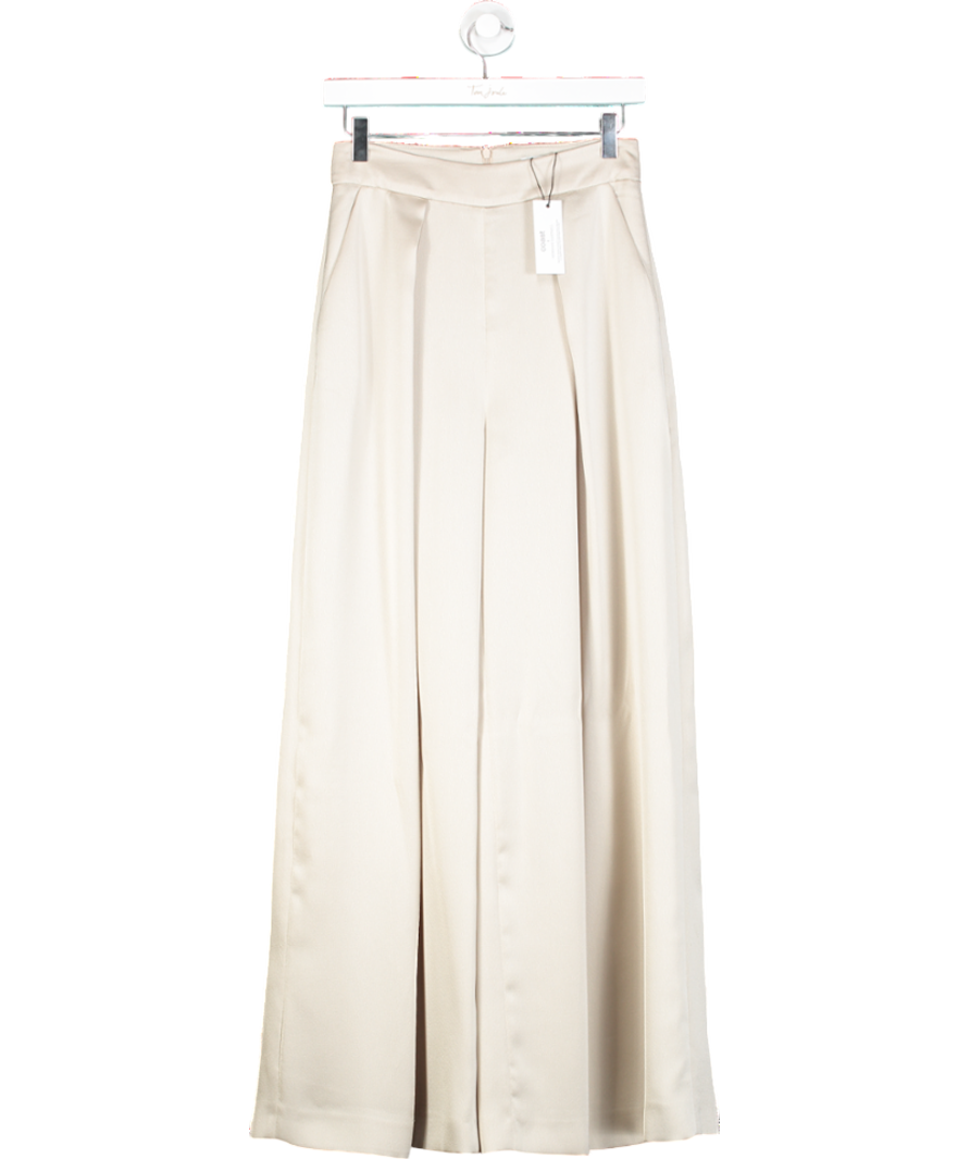 Coast Beige X Norman Hartnell Premium Satin Wide Leg Trousers UK 8