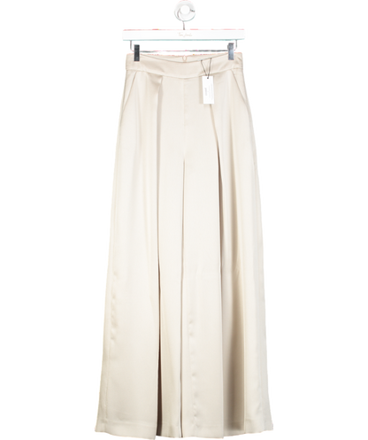 Coast Beige X Norman Hartnell Premium Satin Wide Leg Trousers UK 8