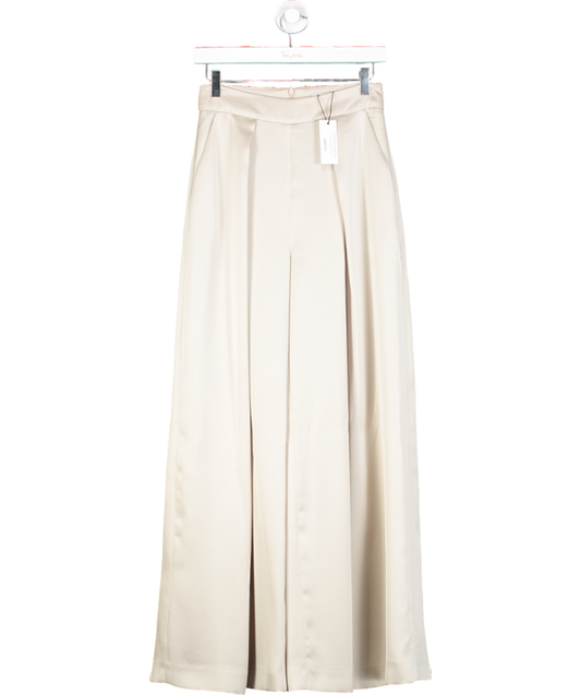 Coast Beige X Norman Hartnell Premium Satin Wide Leg Trousers UK 8