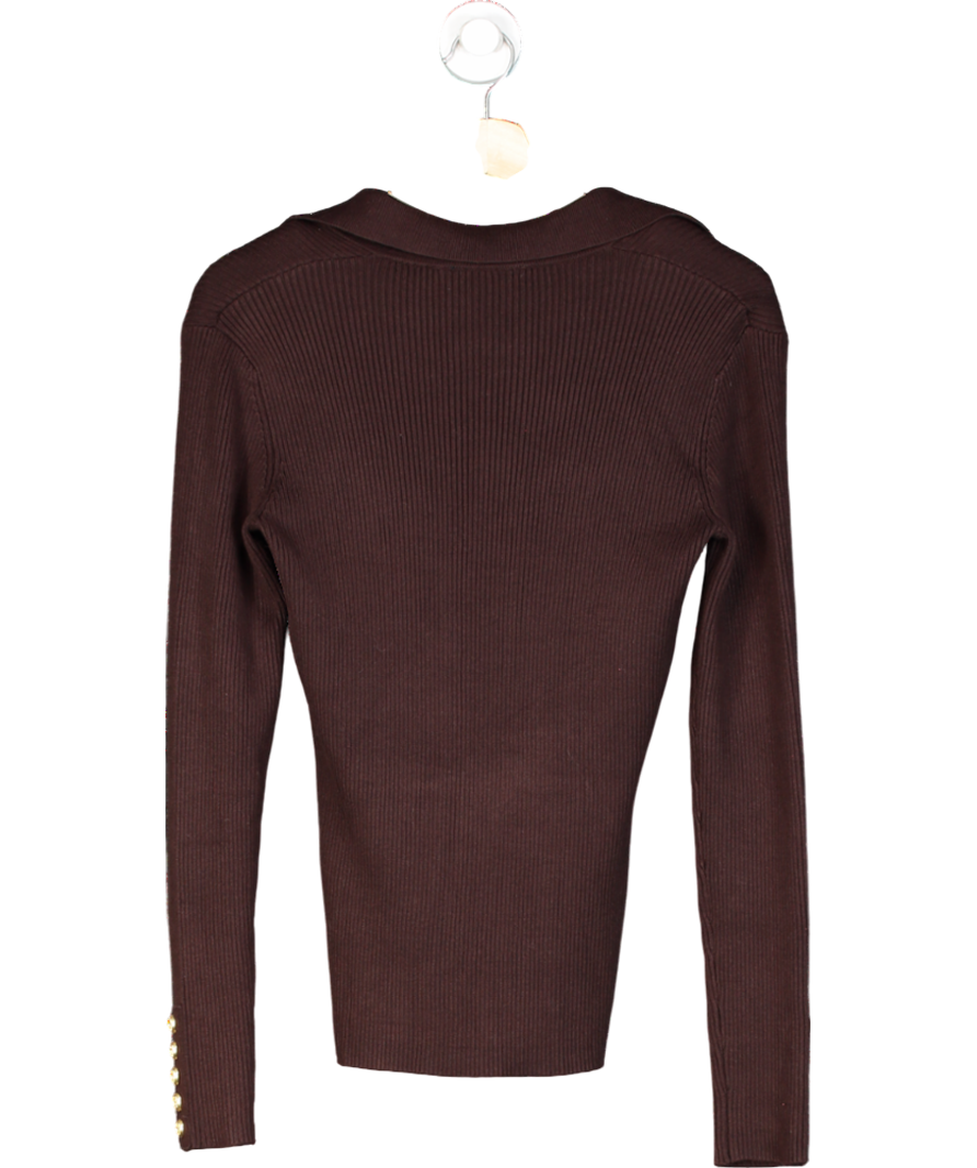 Holland Cooper Brown V-neck Rib Top UK M