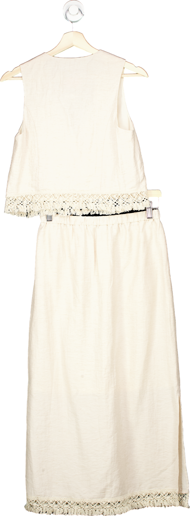 Fabrique Limited Edition Cream Two-Piece Sleeveless Lace Trim Dress UK S