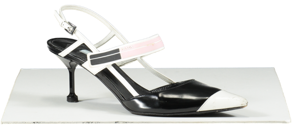 Prada Black Color Block Mary Jane Slingbacks UK 7.5 EU 40.5 👠