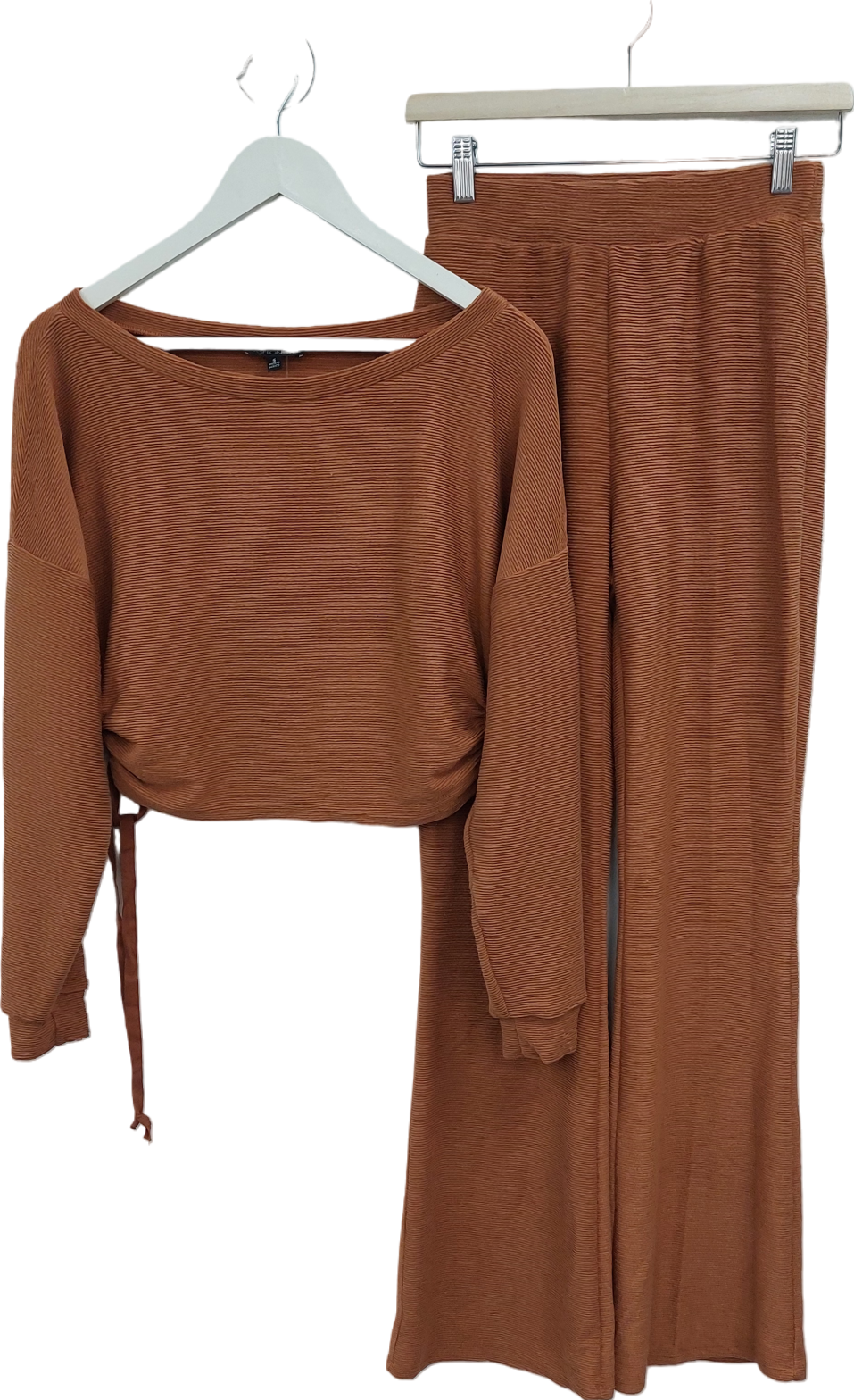 Fashion Nova Orange Ribbed Set UK S