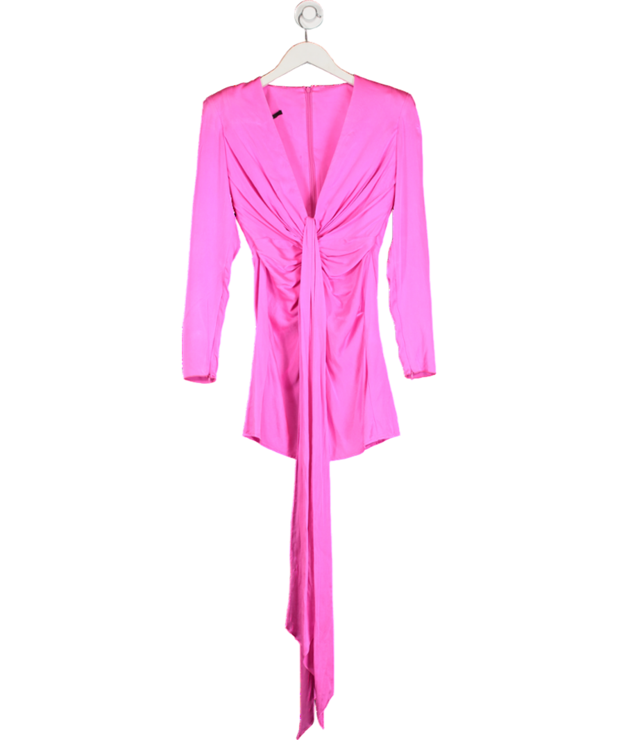 Alex Perry Pink Silk Padded Shoulder Drape Mini Dress UK 8