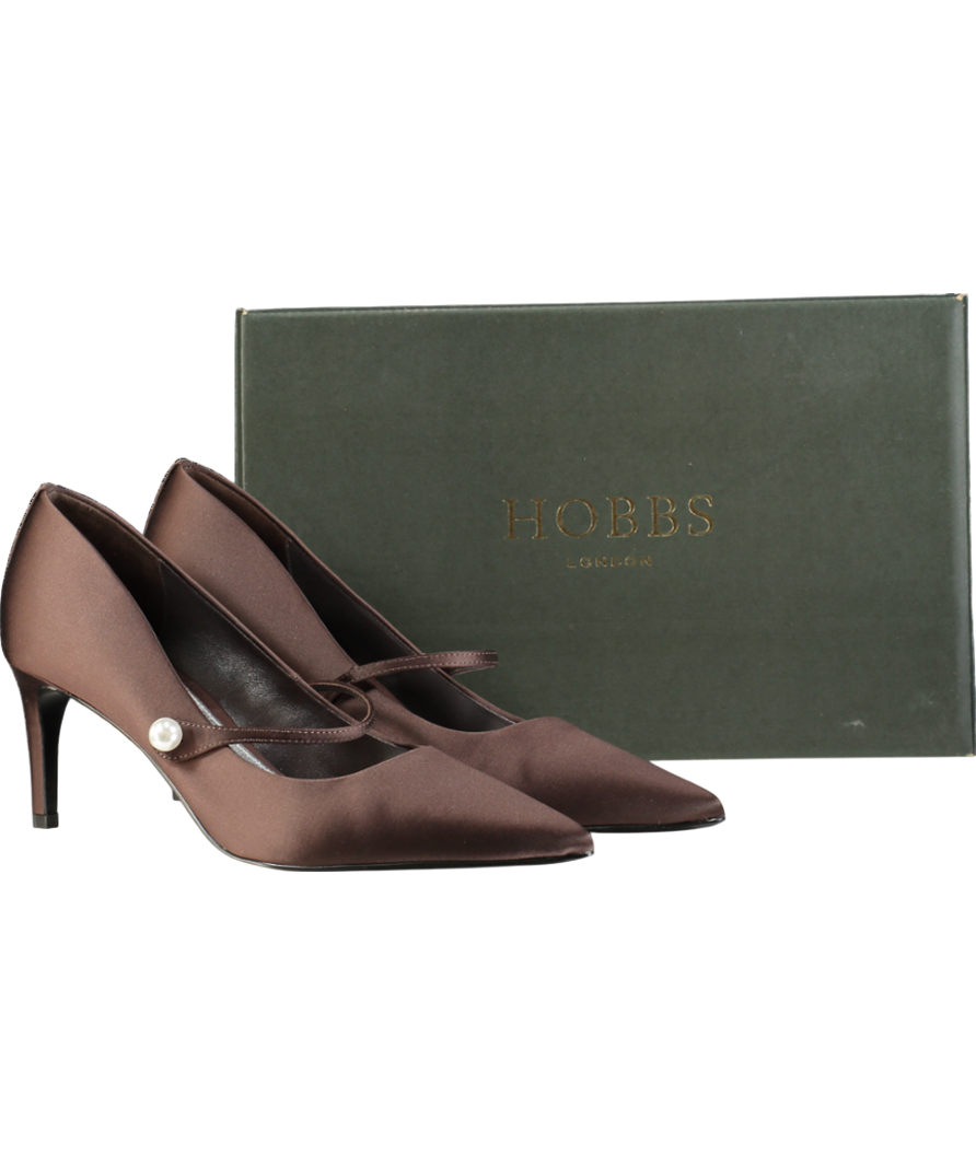 Hobbs Brown Blake Mary Jane Satin Pearl Detail Courts UK 8 EU 41 👠