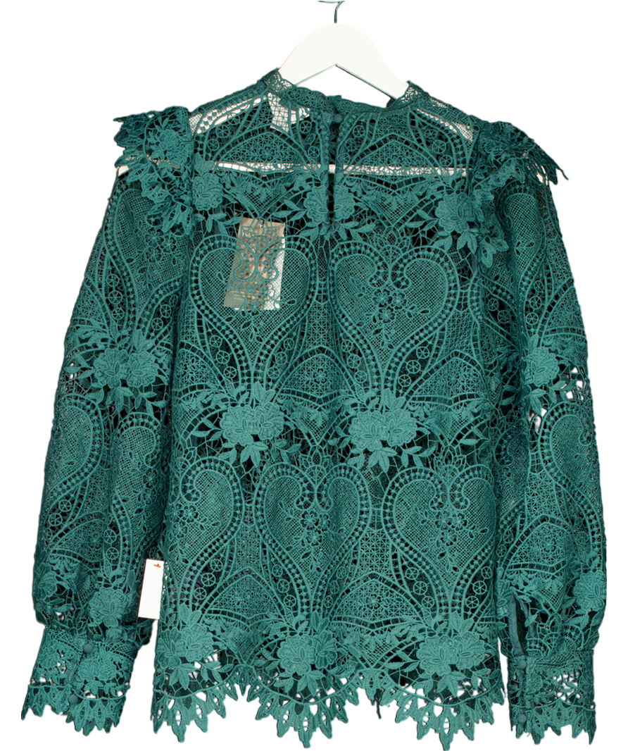 Monsoon Lilly Lace Blouse Green UK 10