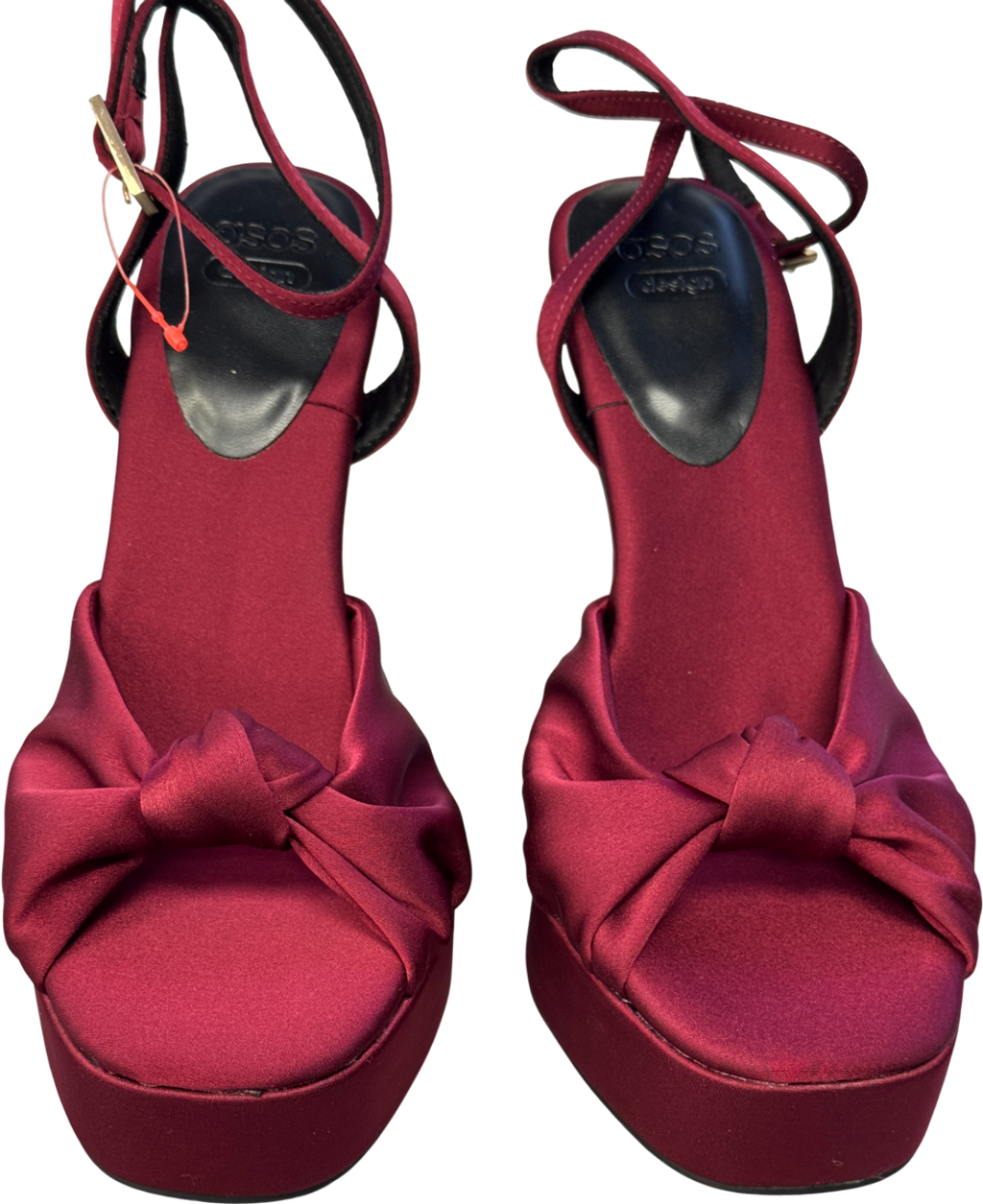 ASOS Design Nova Knot Platform High Heel Sandal In Burgundy Red UK 5 EU 38 👠