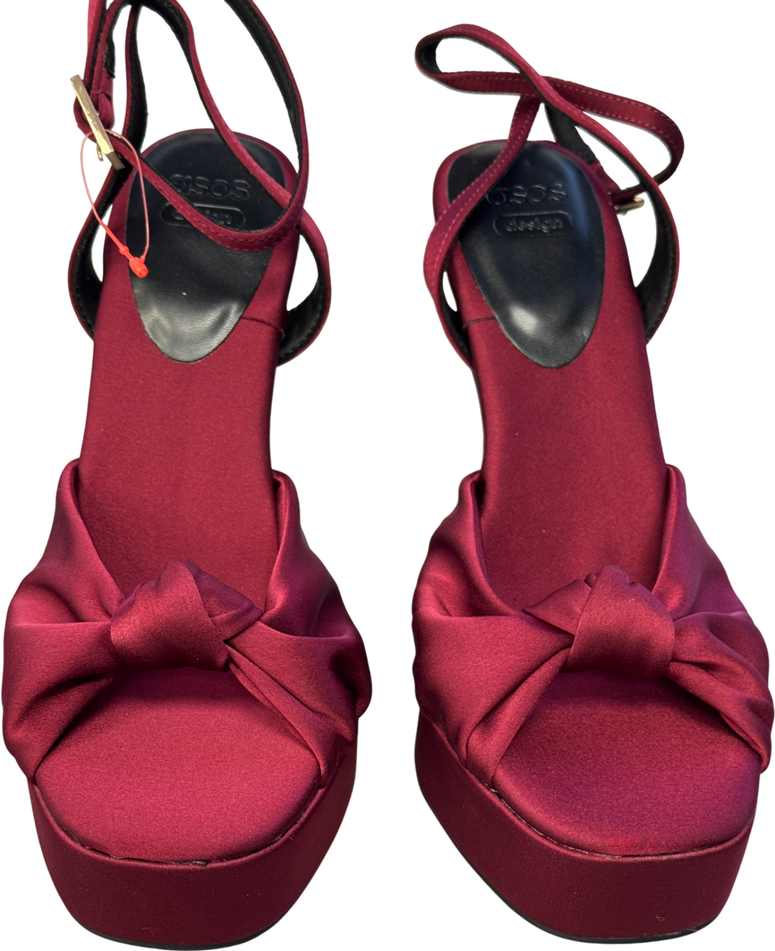 ASOS Design Nova Knot Platform High Heel Sandal In Burgundy Red UK 5 EU 38 👠