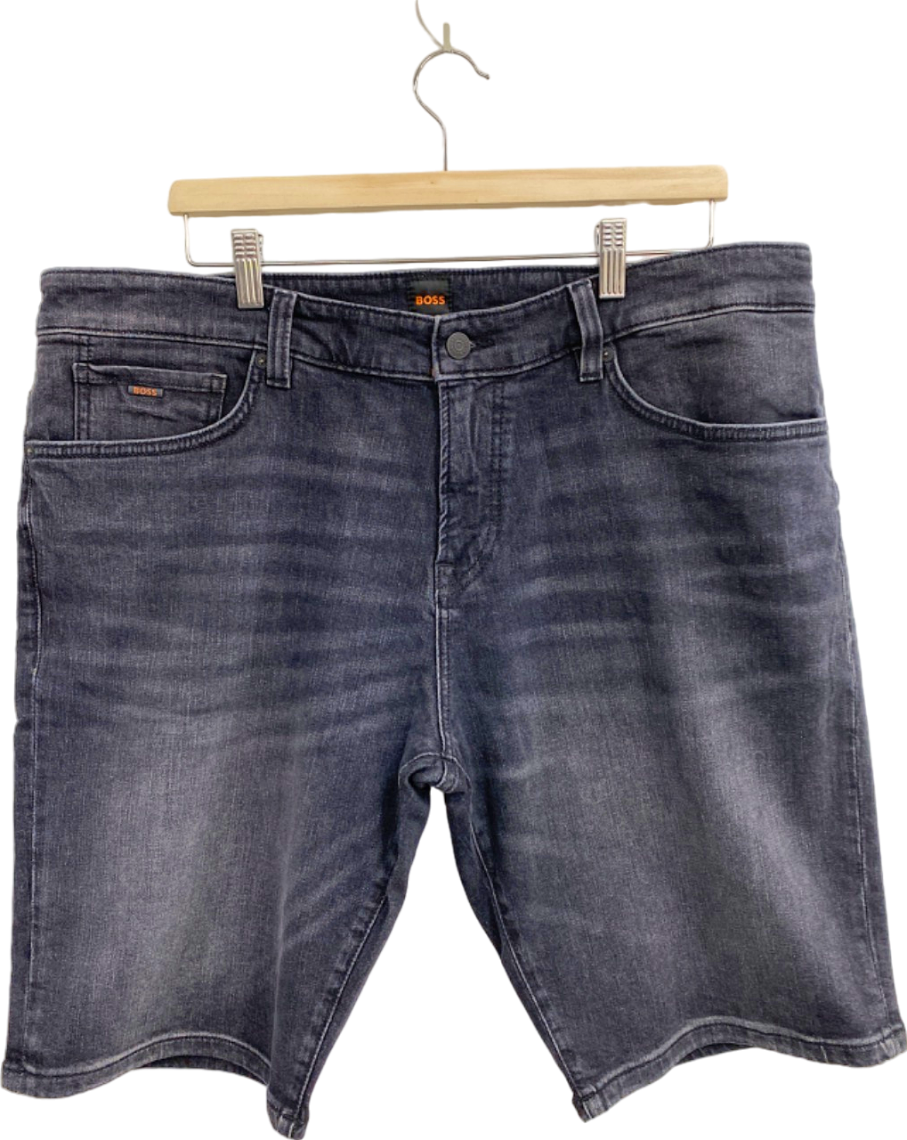 Hugo Boss Grey Denim Re.Maine-Shorts Regular Fit W34