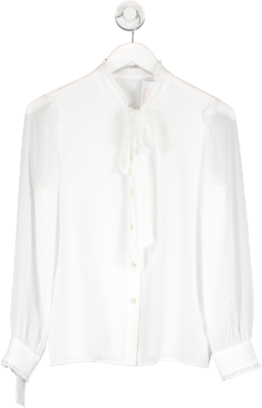 Goelia White Ruffle Collar Shirt UK XS