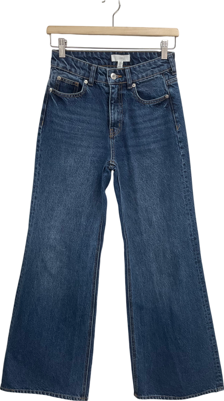 H&M Blue High Rise Wide Leg Jeans UK 4