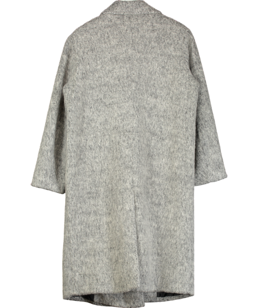 NA-KD Grey Wool Blend Double Breasted Coat UK 6