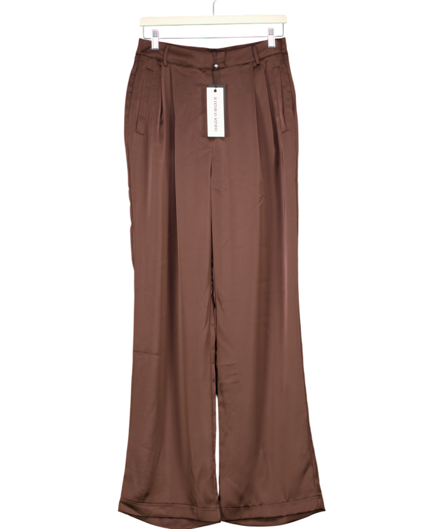 The Couture Club Brown Satin Tailored Trousers UK 8