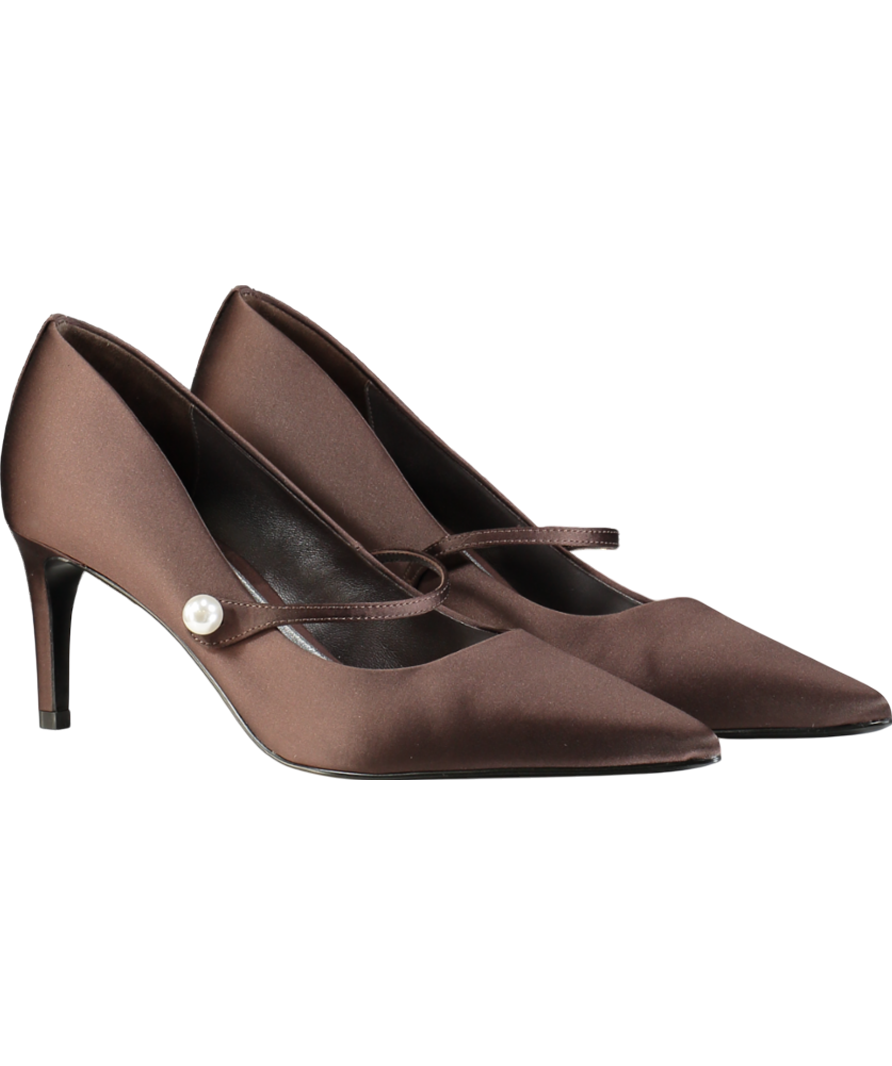 Hobbs Brown Blake Mary Jane Satin Pearl Detail Courts UK 8 EU 41 👠