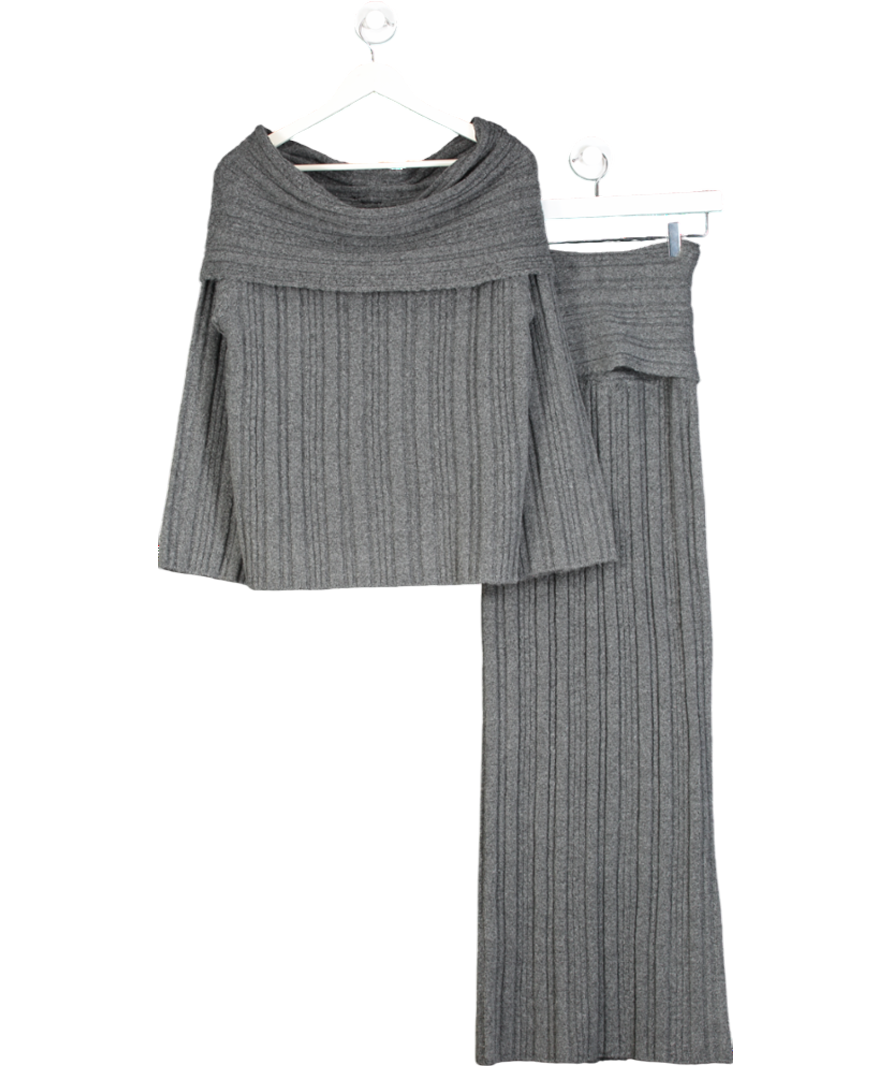 Naked Wardrobe Grey Ribbed Sweater Maxi Skirt UK XS