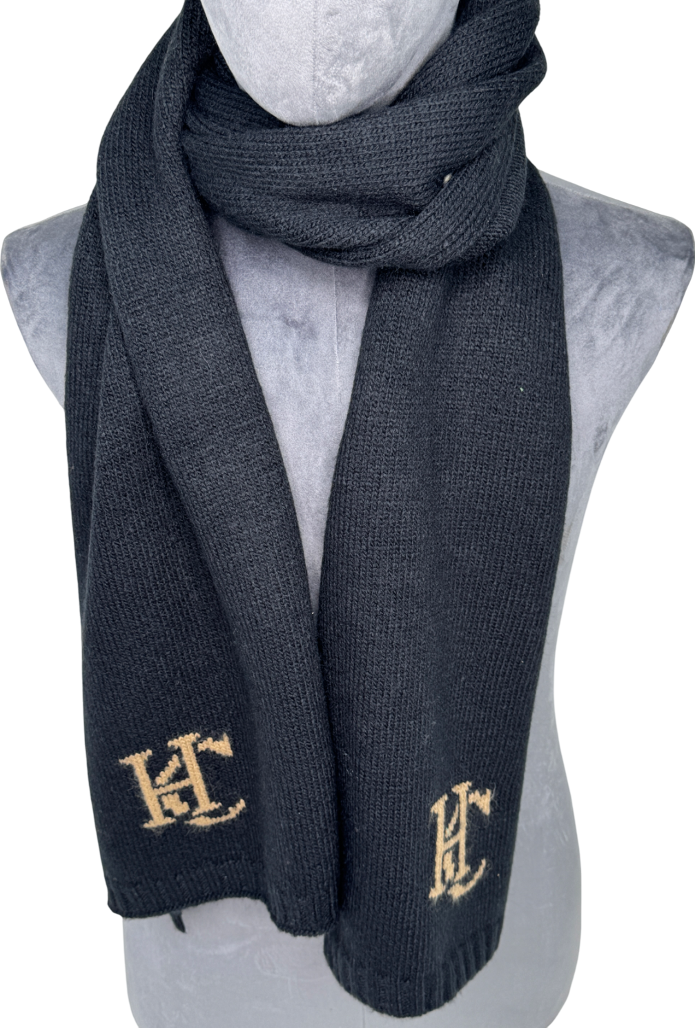 Holland Cooper Elle Black Wool Blend Scarf One Size