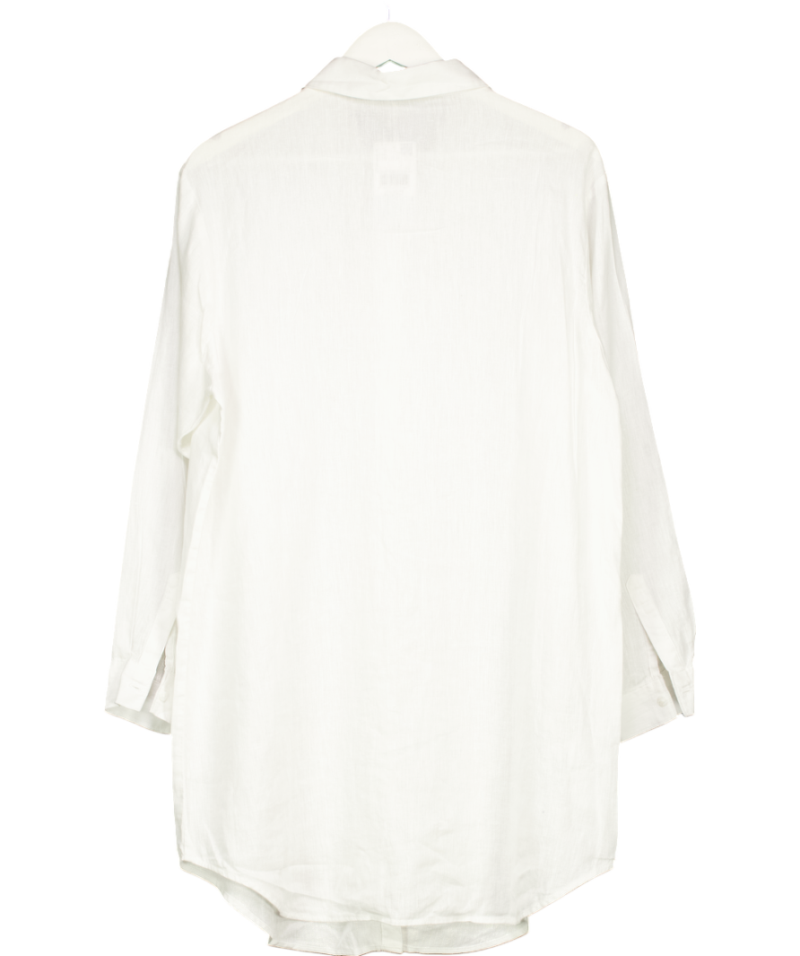 MANGO White Linen Long Shirt UK 12