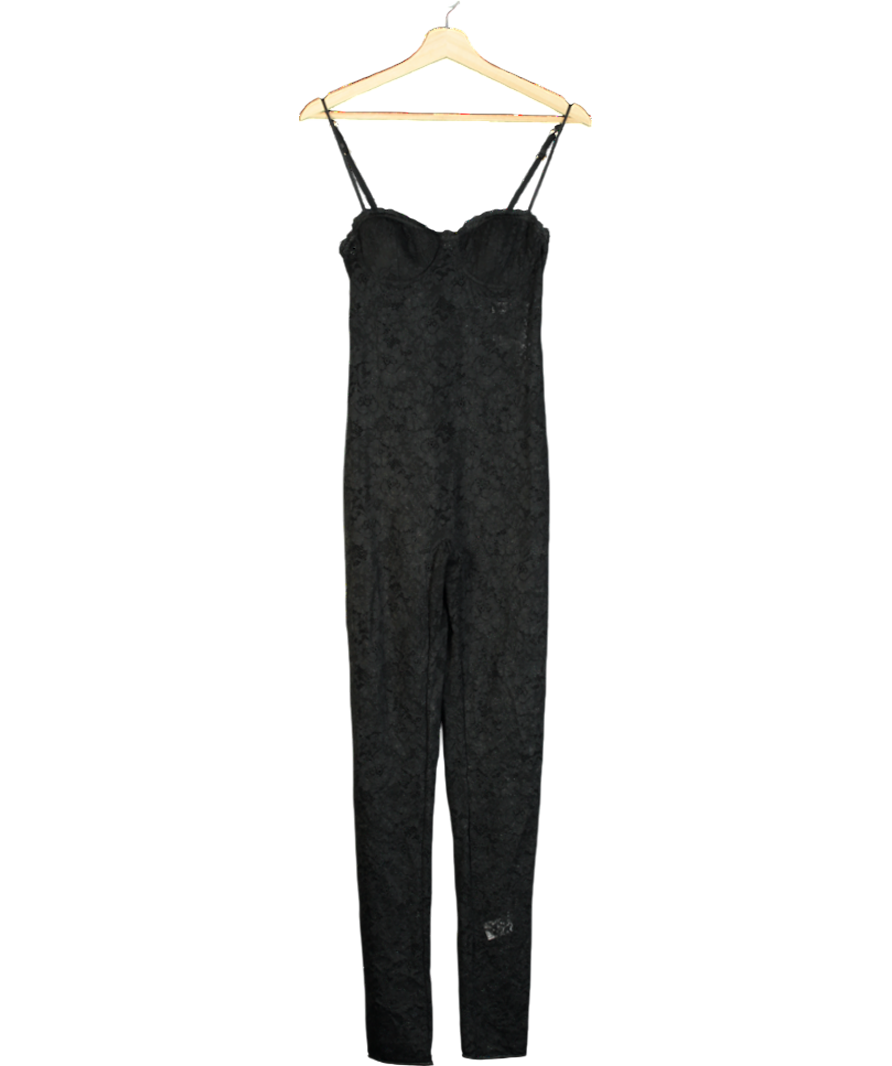 Oséree Black O-lover Stretch-lace Jumpsuit UK XS