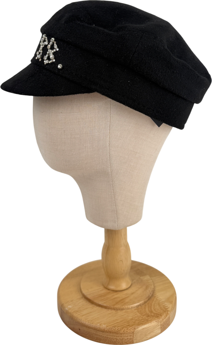 RUSLAN BAGINSKIY Black Baker-boy Rhinestone-embellished Hat One Size