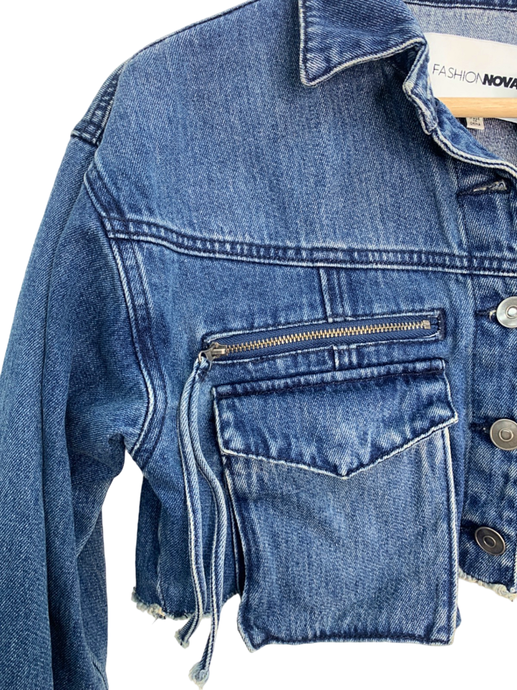 Fashion Nova Blue Denim Cropped Jacket XS