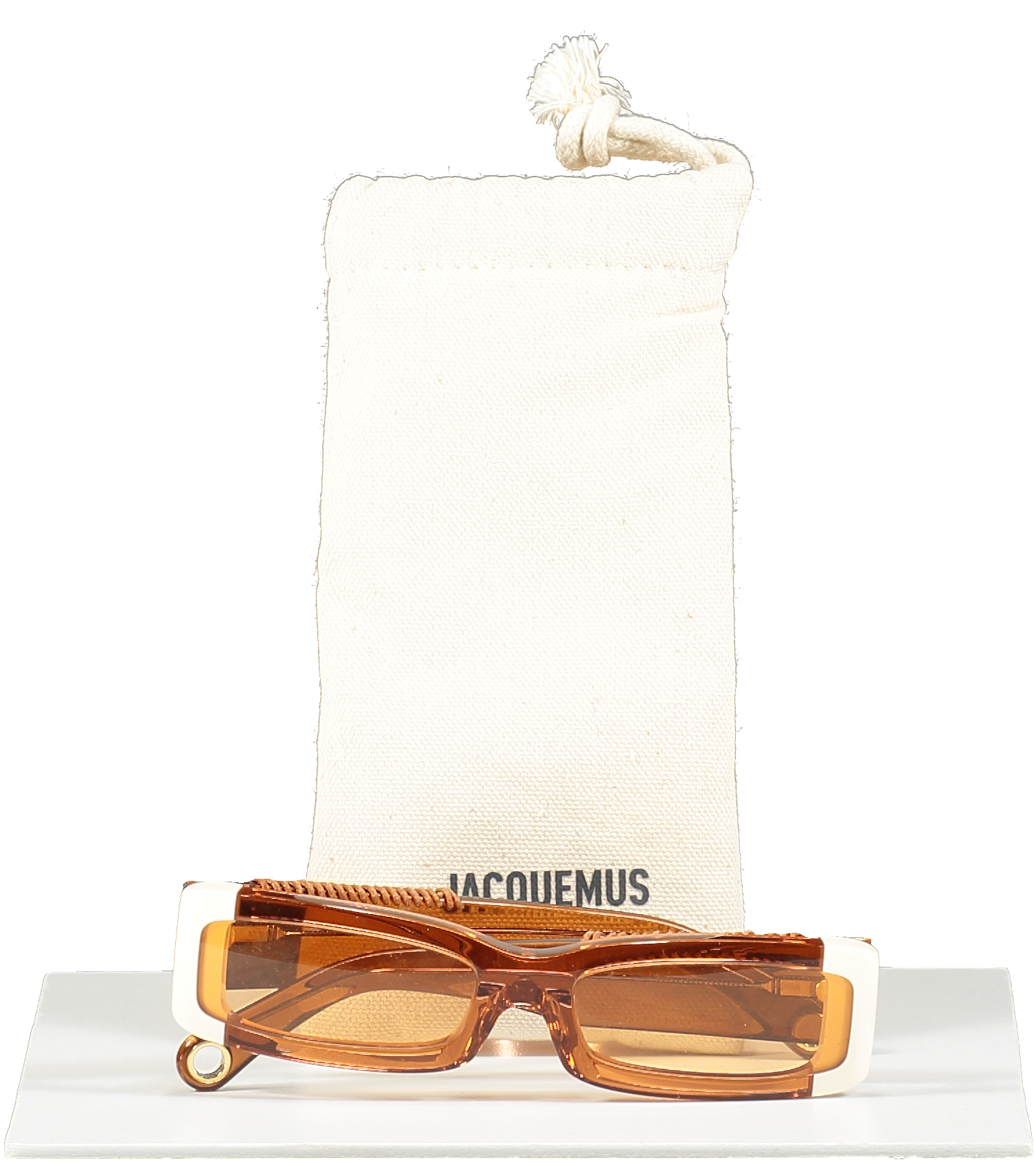 JACQUEMUS Brown Les Lunettes 97 Rectangular-frame Sunglasses in case