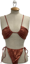 Lily Rose Brown Metallic Cinnamon Embellished Bikini UK S