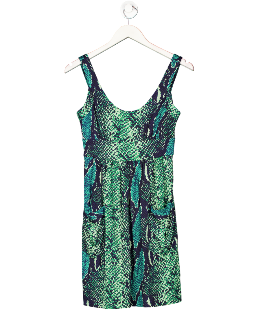 Diane von Furstenberg Erdon Green Python Snake Silk Jersey Dress Us4 UK 8