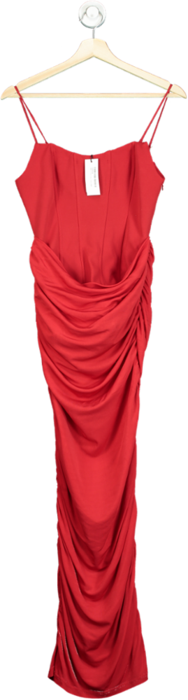 Karen Millen Red Premium Viscose Jersey Corset Midi Dress XS