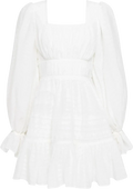 AJE. Impression White Square Neck Long Sleeve Mini Dress UK 8
