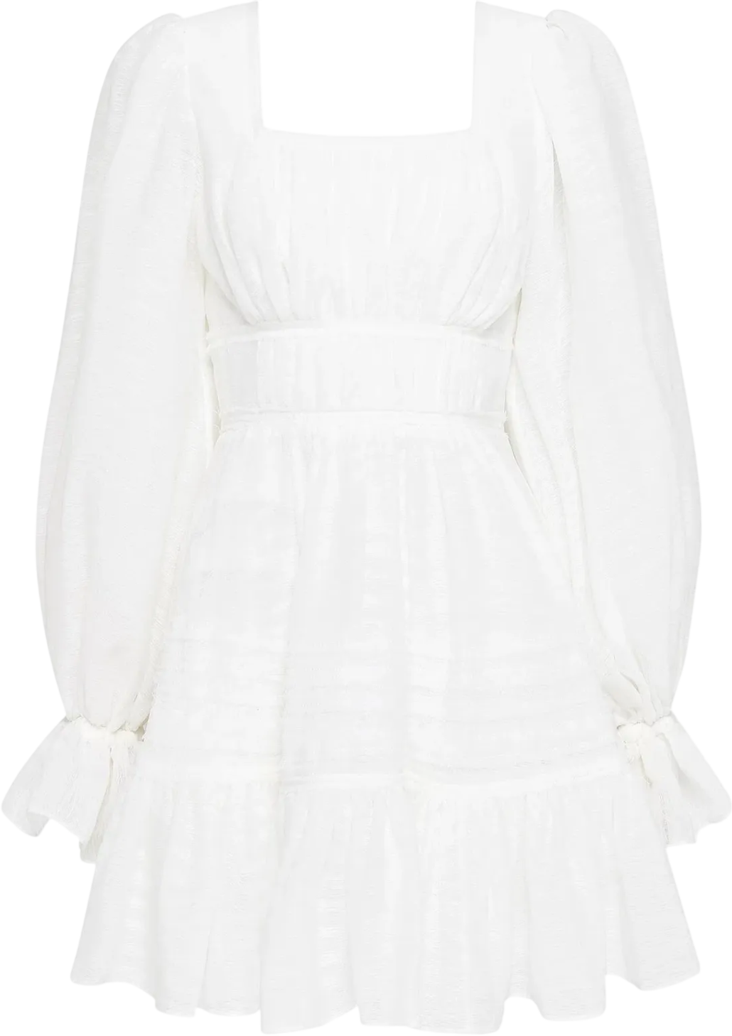AJE. Impression White Square Neck Long Sleeve Mini Dress UK 8