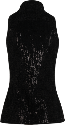 BALMAIN Black Sequined Velvet Turtleneck Top Fr36 UK 8