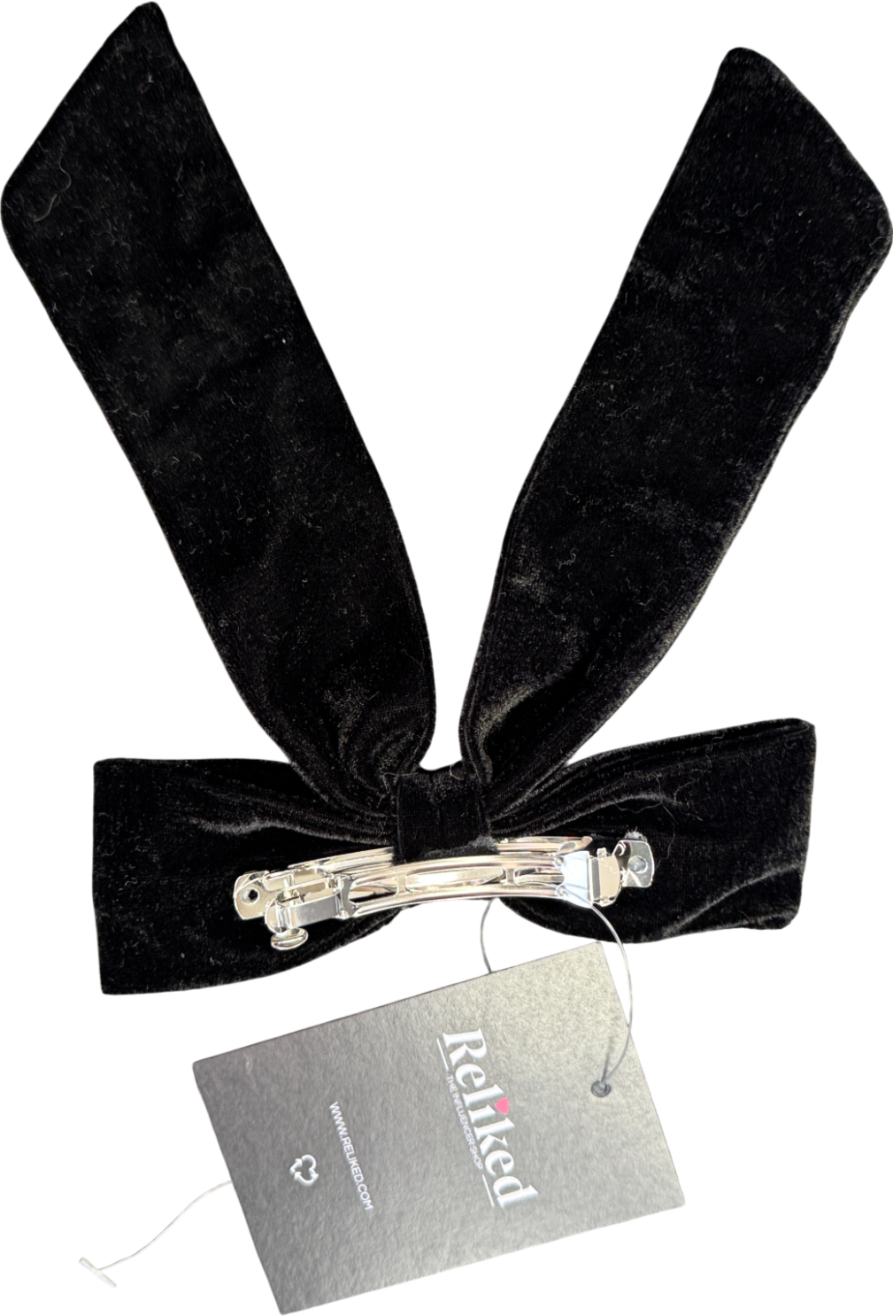 River Island Black Diamante Velvet Bow Hair Clip