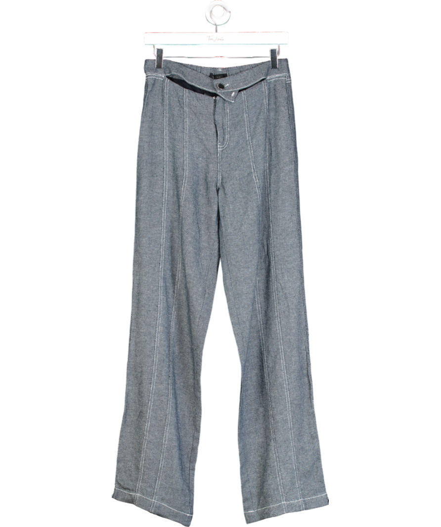 h:ours Blue Wide Leg Linen Trousers UK S