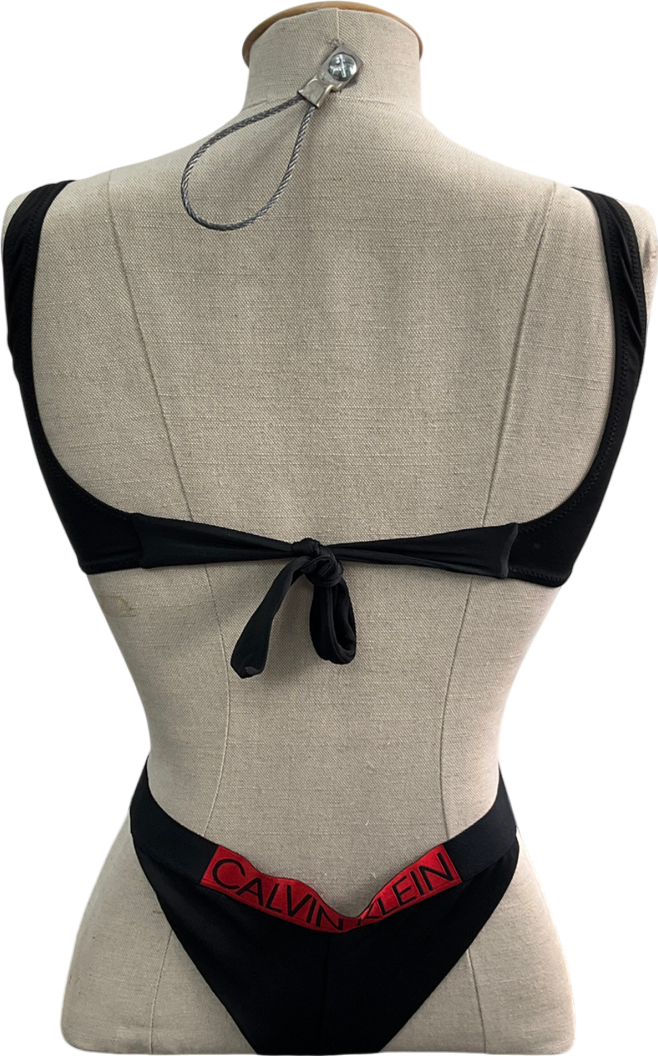 Calvin Klein Black High Cut Bikini Set UK S