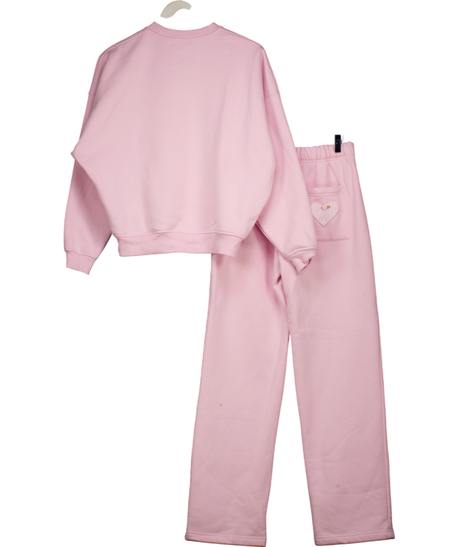 Ru & Rocka Pink X The Nap Co 2-piece Heart-appliqué Sweatshirt And Straight-leg Joggers Set UK S