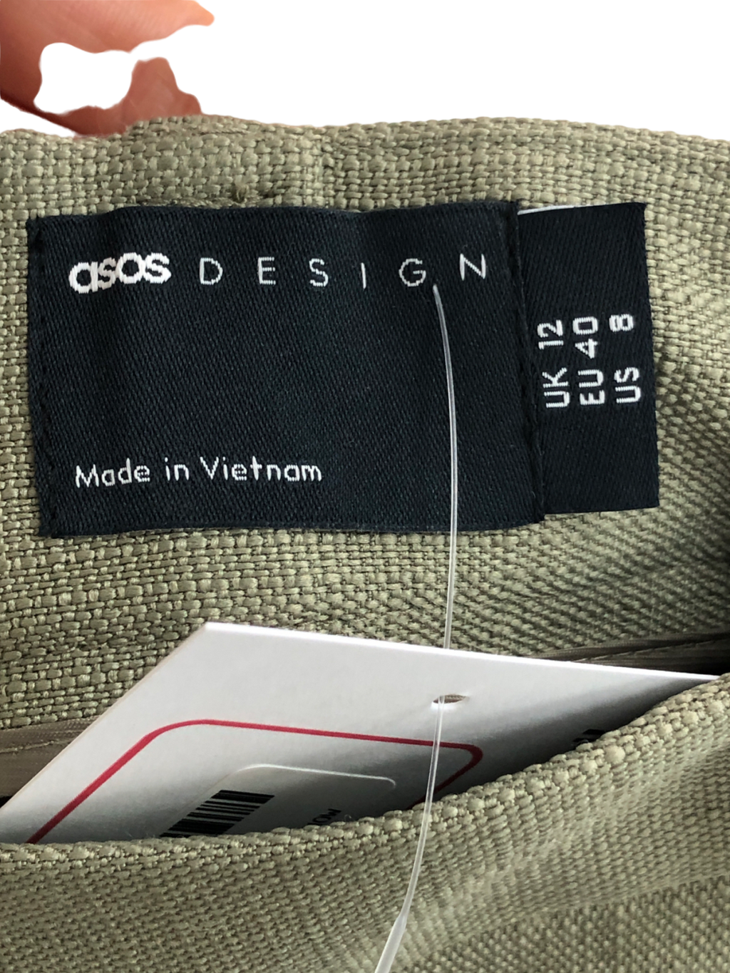 ASOS Grey Textured A Line Tailored Short In Khaki UK 12