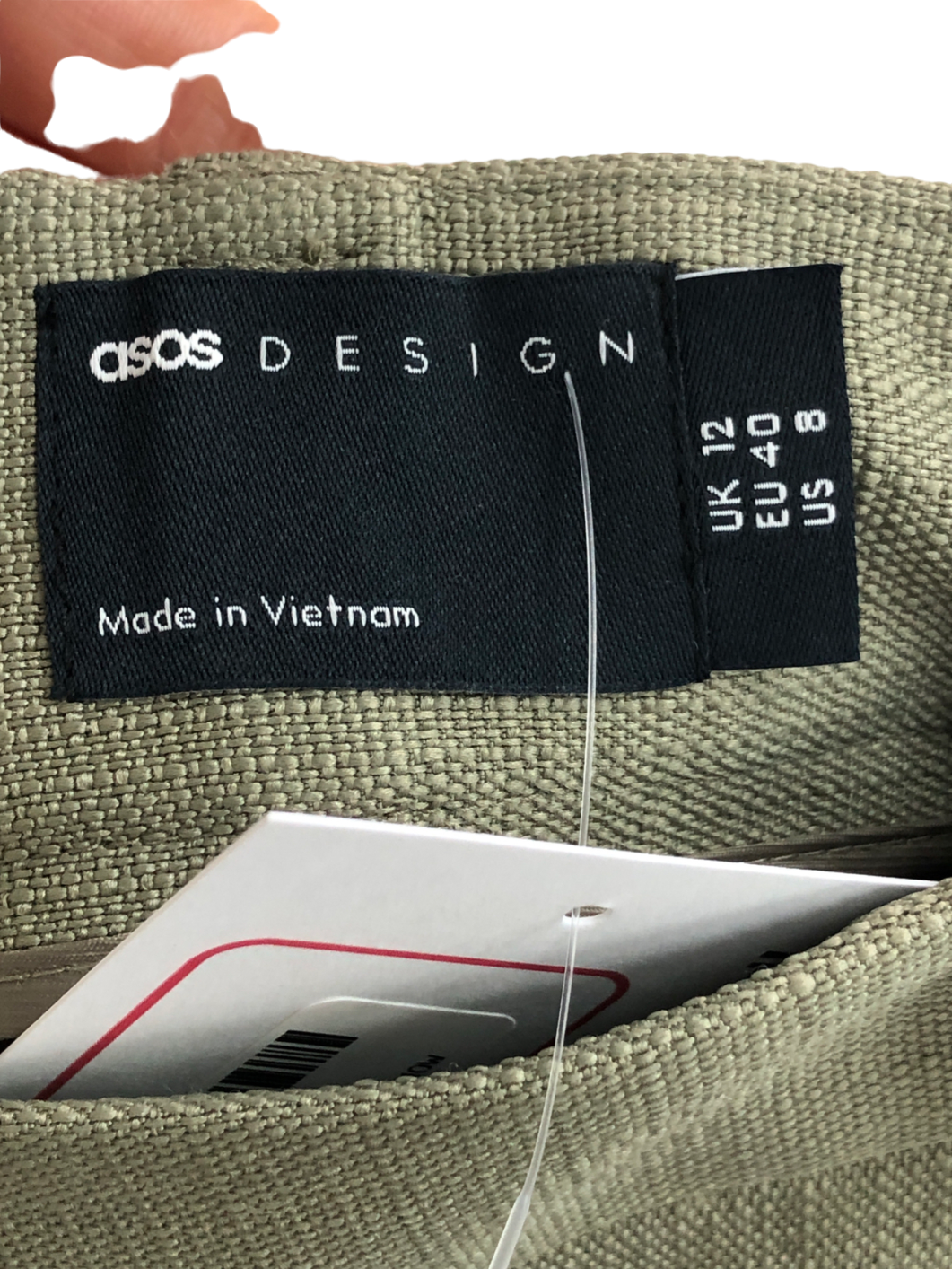 ASOS Grey Textured A Line Tailored Short In Khaki UK 12