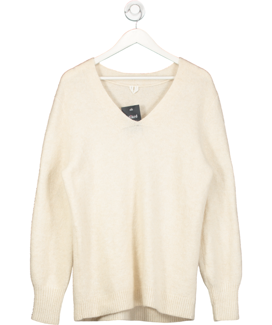 Arket Cream Alpaca-merino Blend V-neck Jumper UK S