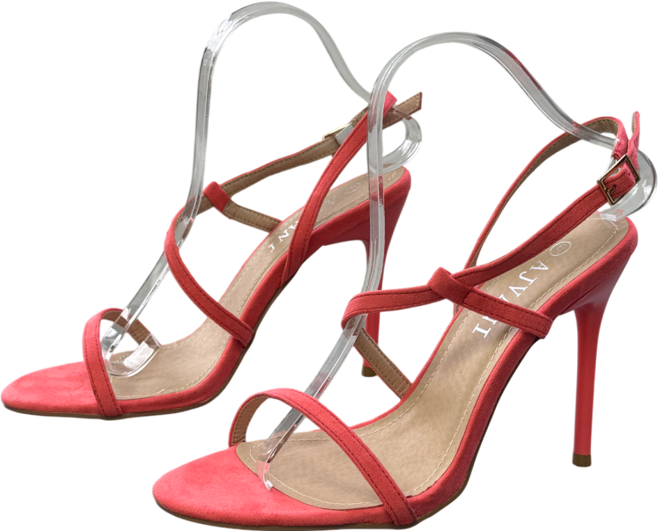 ADJVANI Coral Pink Strappy Heeled Sandals UK 6 EU 39 👠