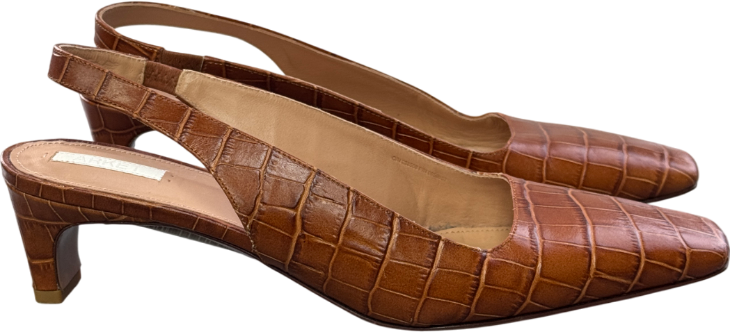 ARKET Tan Brown Square-toe Leather Slingbacks UK 6 EU 39 👠